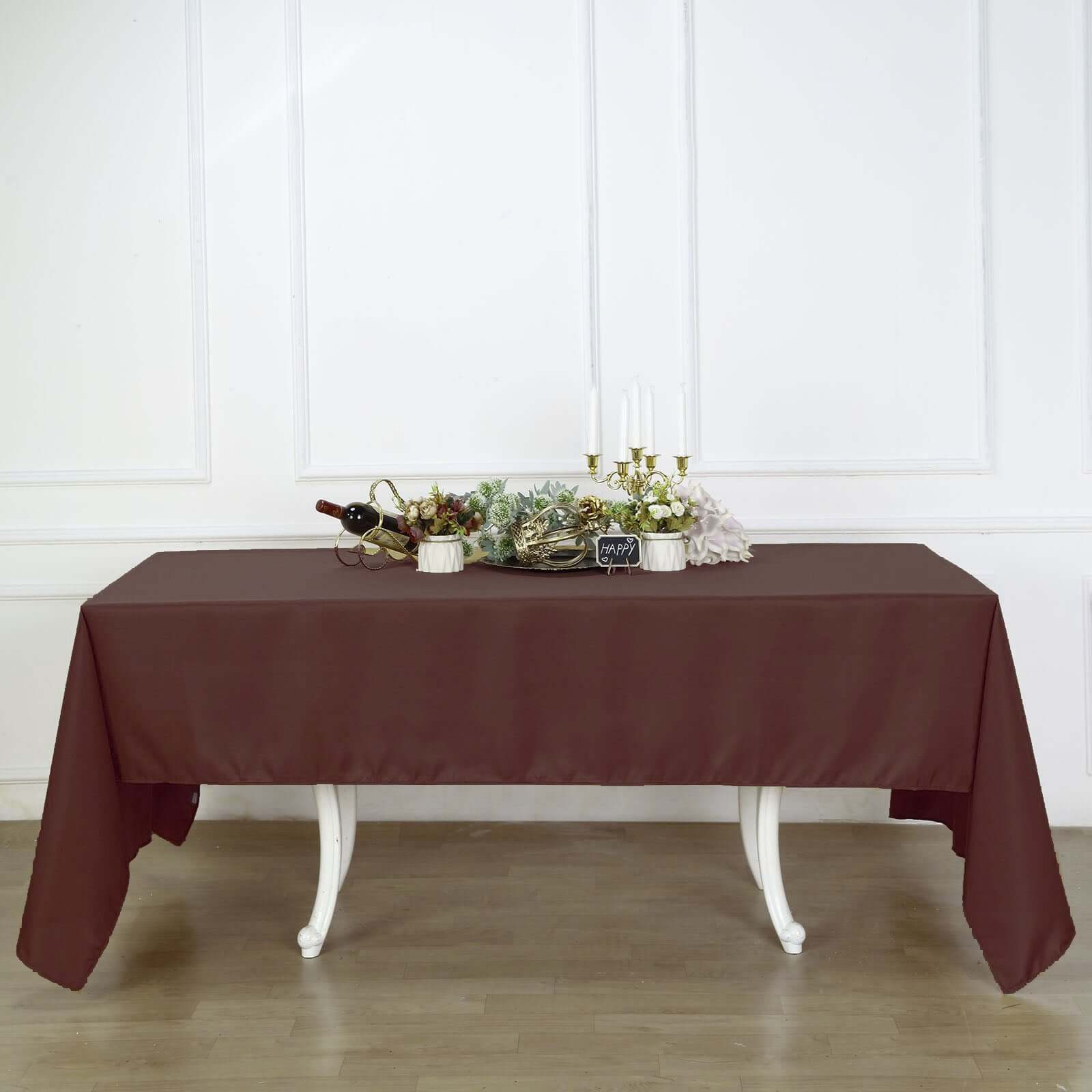 Polyester 60"x126" Rectangle Tablecloth Chocolate - Wrinkle - Resistant Table Cover - Linen Luxes