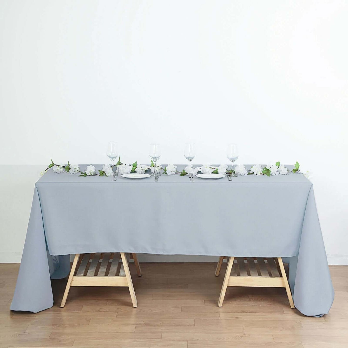 Polyester 60"x126" Rectangle Tablecloth Dusty Blue - Wrinkle - Resistant Table Cover - Linen Luxes