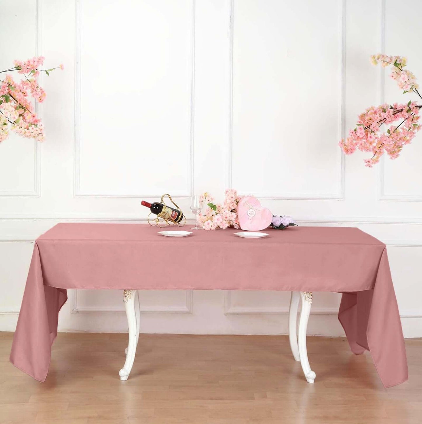 Polyester 60"x126" Rectangle Tablecloth Dusty Rose - Wrinkle - Resistant Table Cover - Linen Luxes