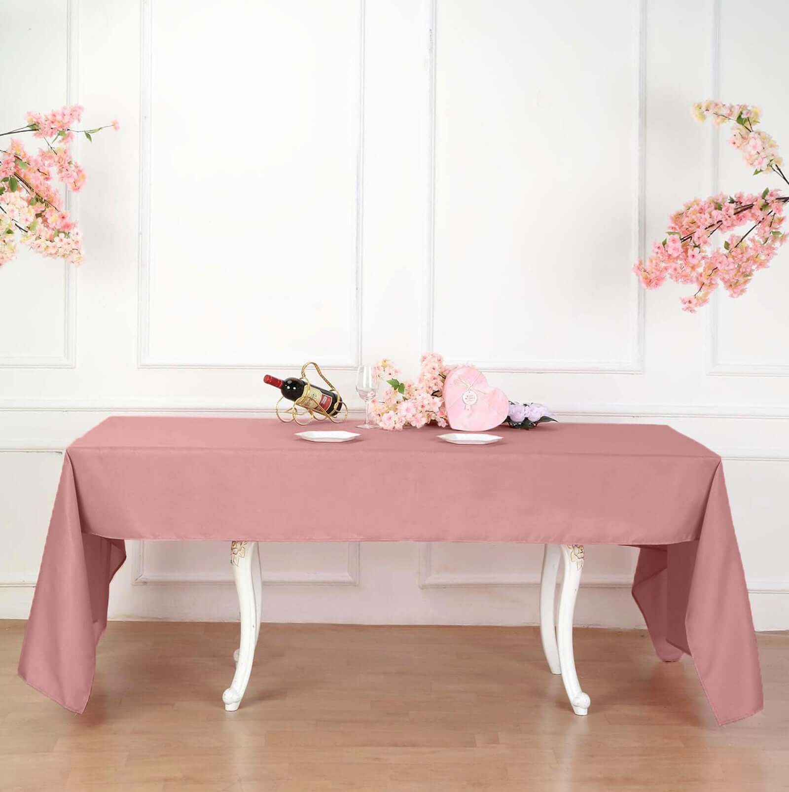 Polyester 60"x126" Rectangle Tablecloth Dusty Rose - Wrinkle - Resistant Table Cover - Linen Luxes