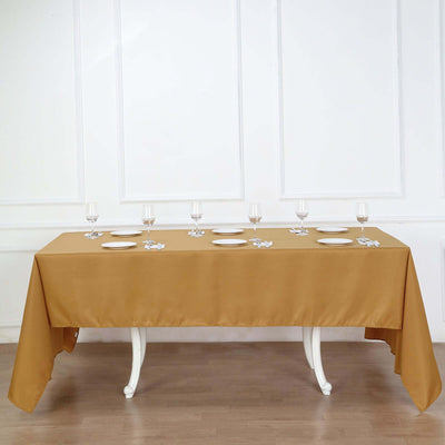 Polyester 60"x126" Rectangle Tablecloth Gold - Wrinkle - Resistant Table Cover for Weddings & Parties - Linen Luxes