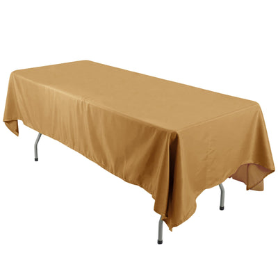 Polyester 60"x126" Rectangle Tablecloth Gold - Wrinkle - Resistant Table Cover for Weddings & Parties - Linen Luxes
