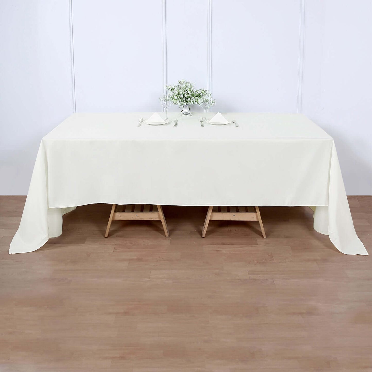 Polyester 60"x126" Rectangle Tablecloth Ivory - Wrinkle - Resistant Design Table Cover - Linen Luxes