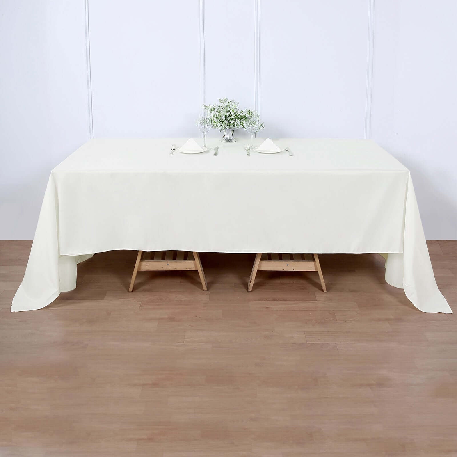 Polyester 60"x126" Rectangle Tablecloth Ivory - Wrinkle - Resistant Design Table Cover - Linen Luxes