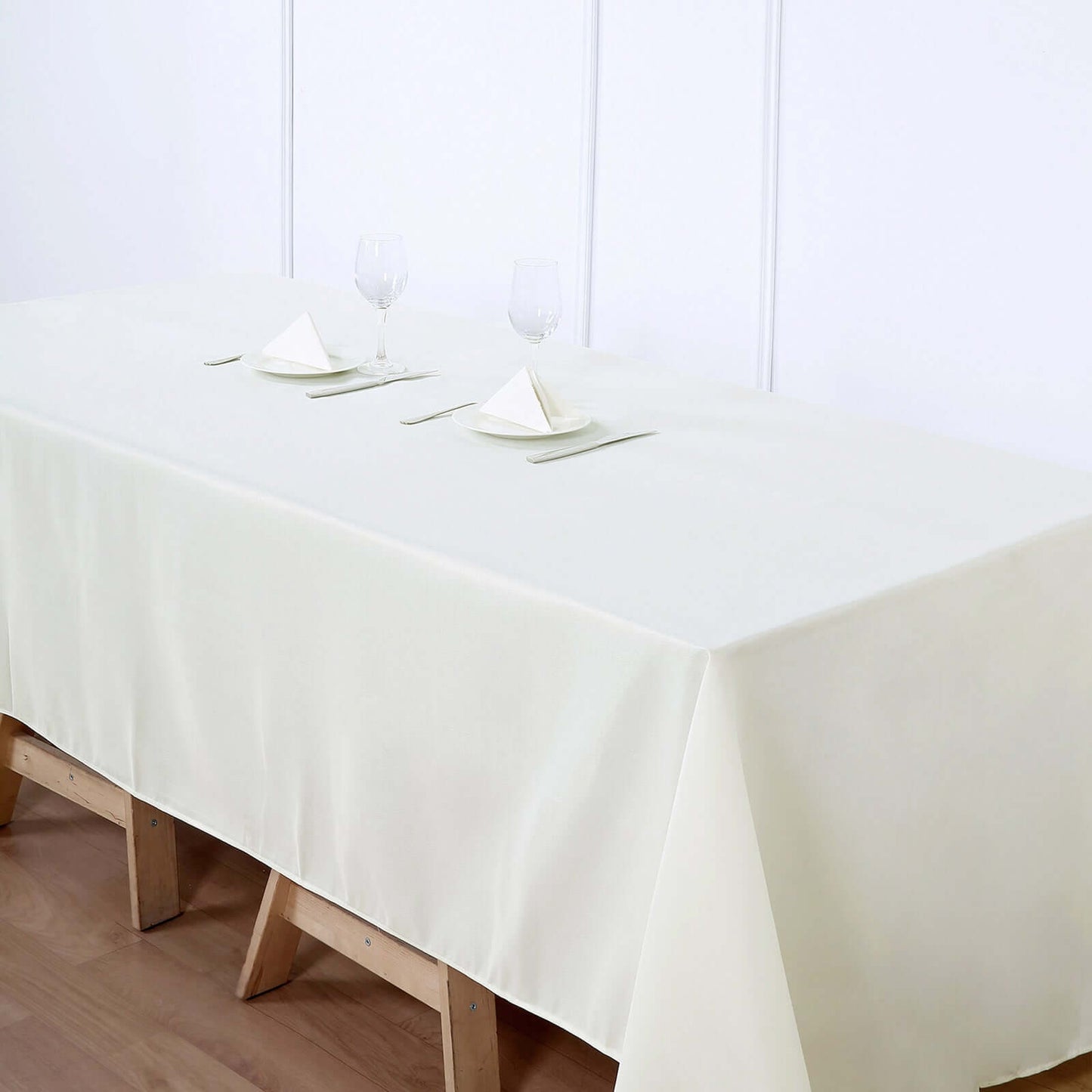 Polyester 60"x126" Rectangle Tablecloth Ivory - Wrinkle - Resistant Design Table Cover - Linen Luxes