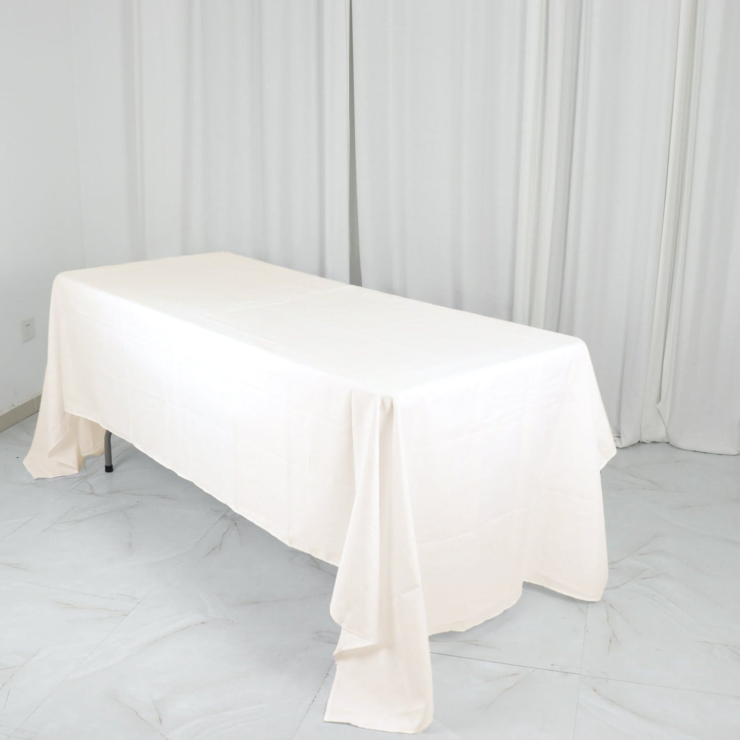 Polyester 60"x126" Rectangle Tablecloth Ivory - Wrinkle - Resistant Design Table Cover - Linen Luxes