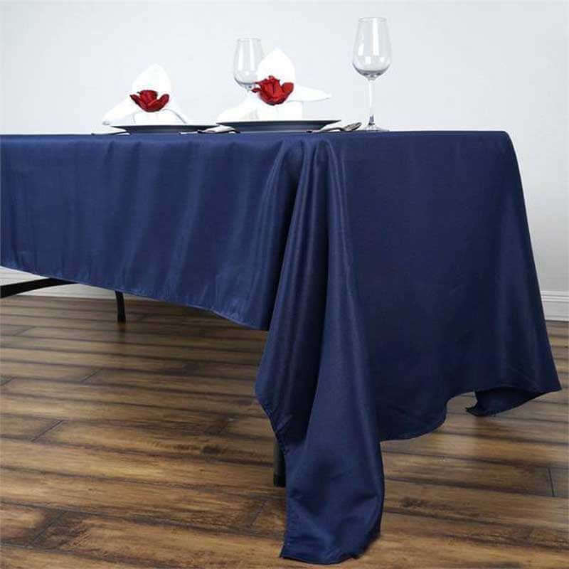 Polyester 60"x126" Rectangle Tablecloth Navy Blue - Wrinkle - Resistant Table Cover - Linen Luxes