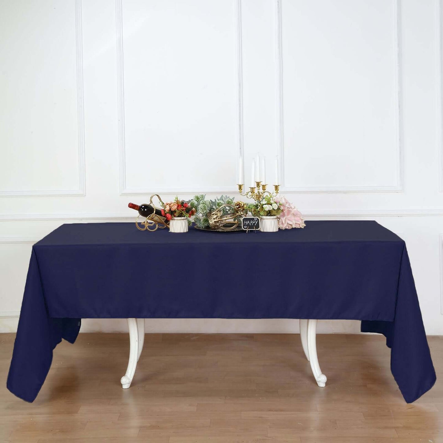 Polyester 60"x126" Rectangle Tablecloth Navy Blue - Wrinkle - Resistant Table Cover - Linen Luxes