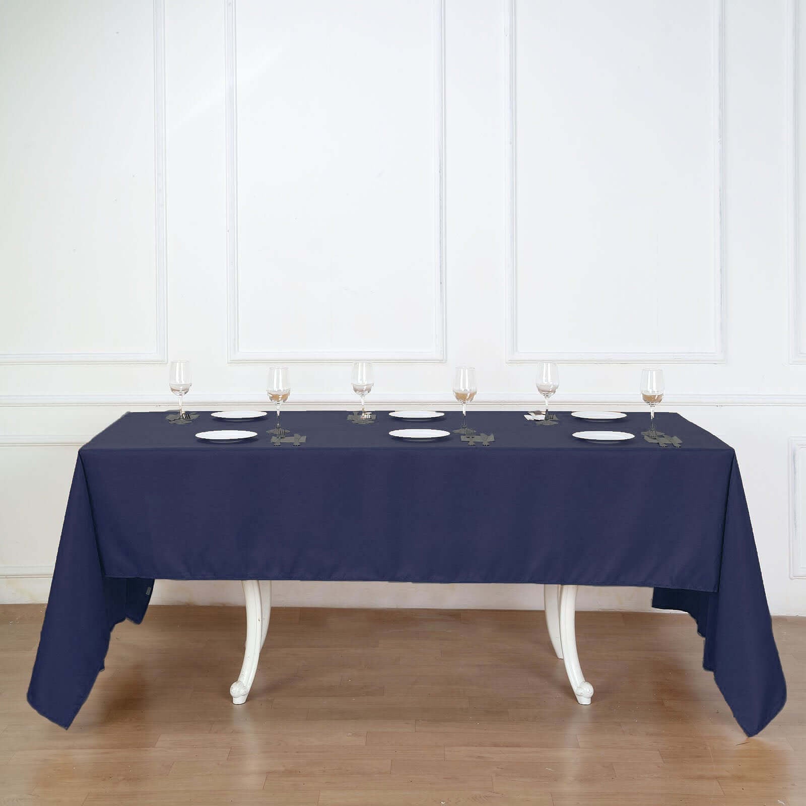 Polyester 60"x126" Rectangle Tablecloth Navy Blue - Wrinkle - Resistant Table Cover - Linen Luxes