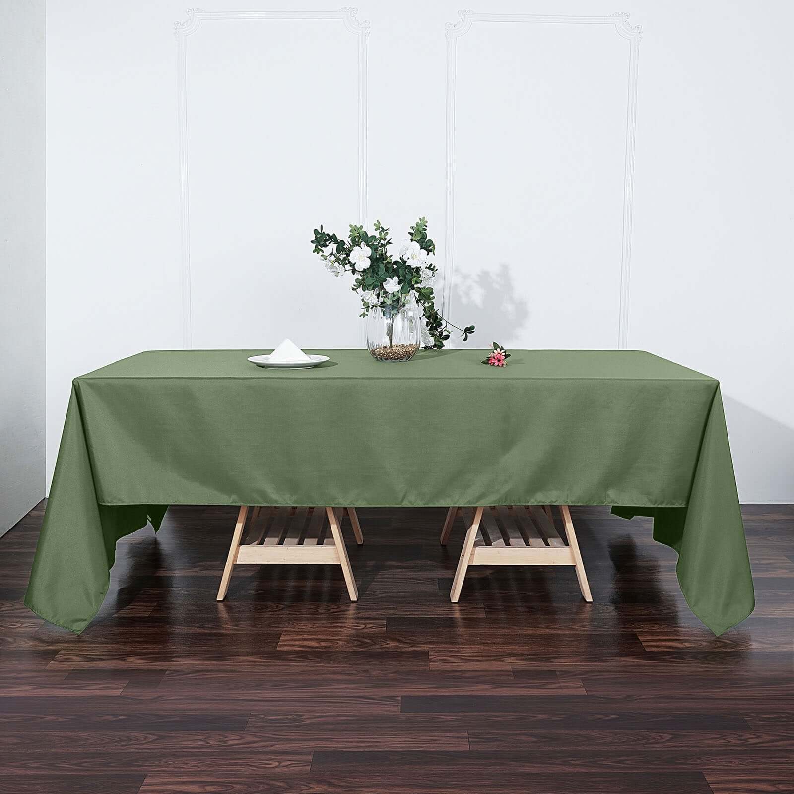 Polyester 60"x126" Rectangle Tablecloth Olive Green - Wrinkle - Resistant Table Cover - Linen Luxes