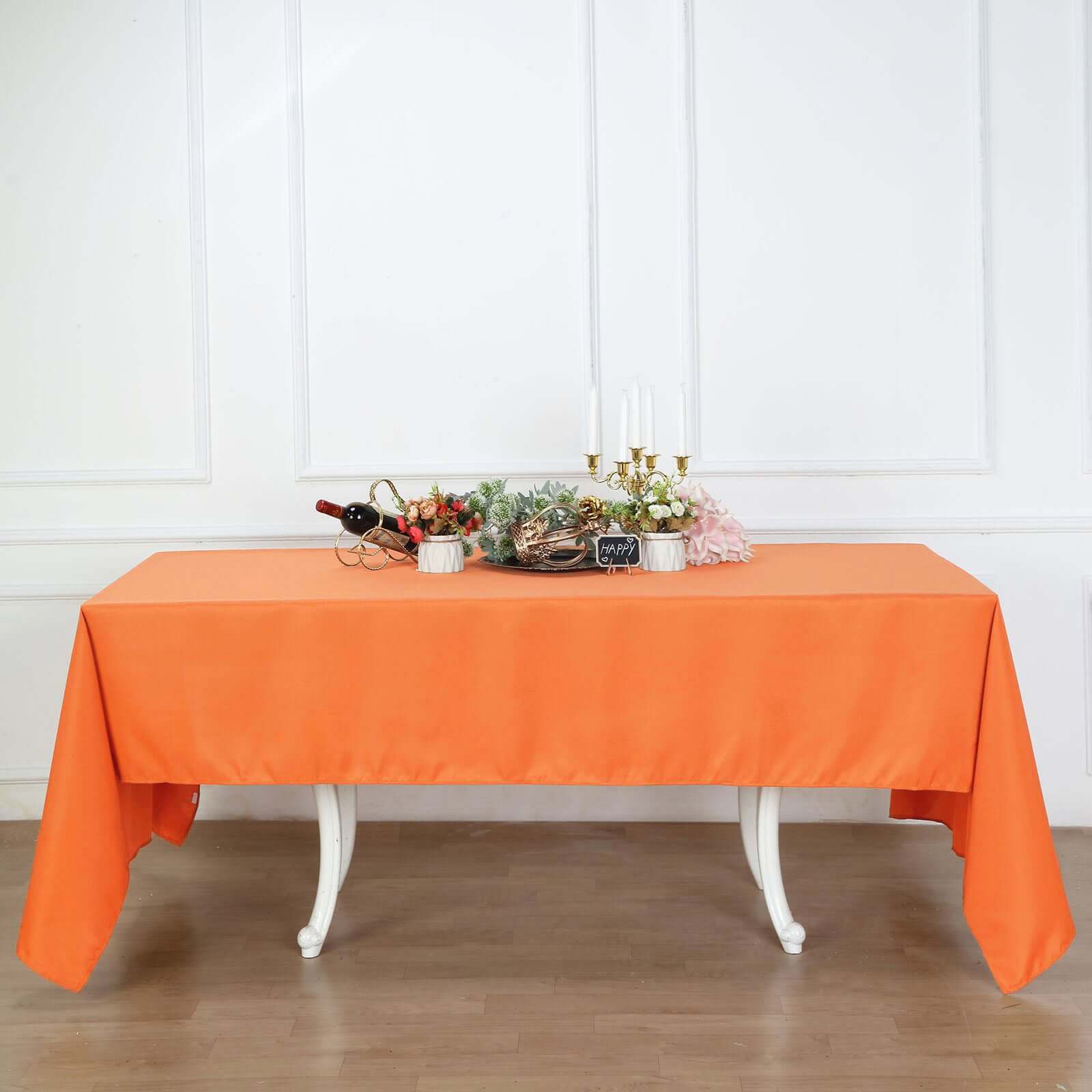 Polyester 60"x126" Rectangle Tablecloth Orange - Wrinkle - Resistant Table Cover - Linen Luxes