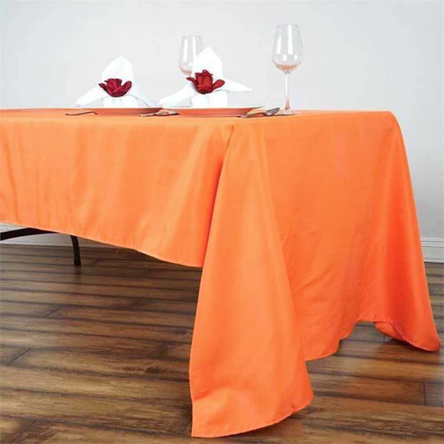 Polyester 60"x126" Rectangle Tablecloth Orange - Wrinkle - Resistant Table Cover - Linen Luxes