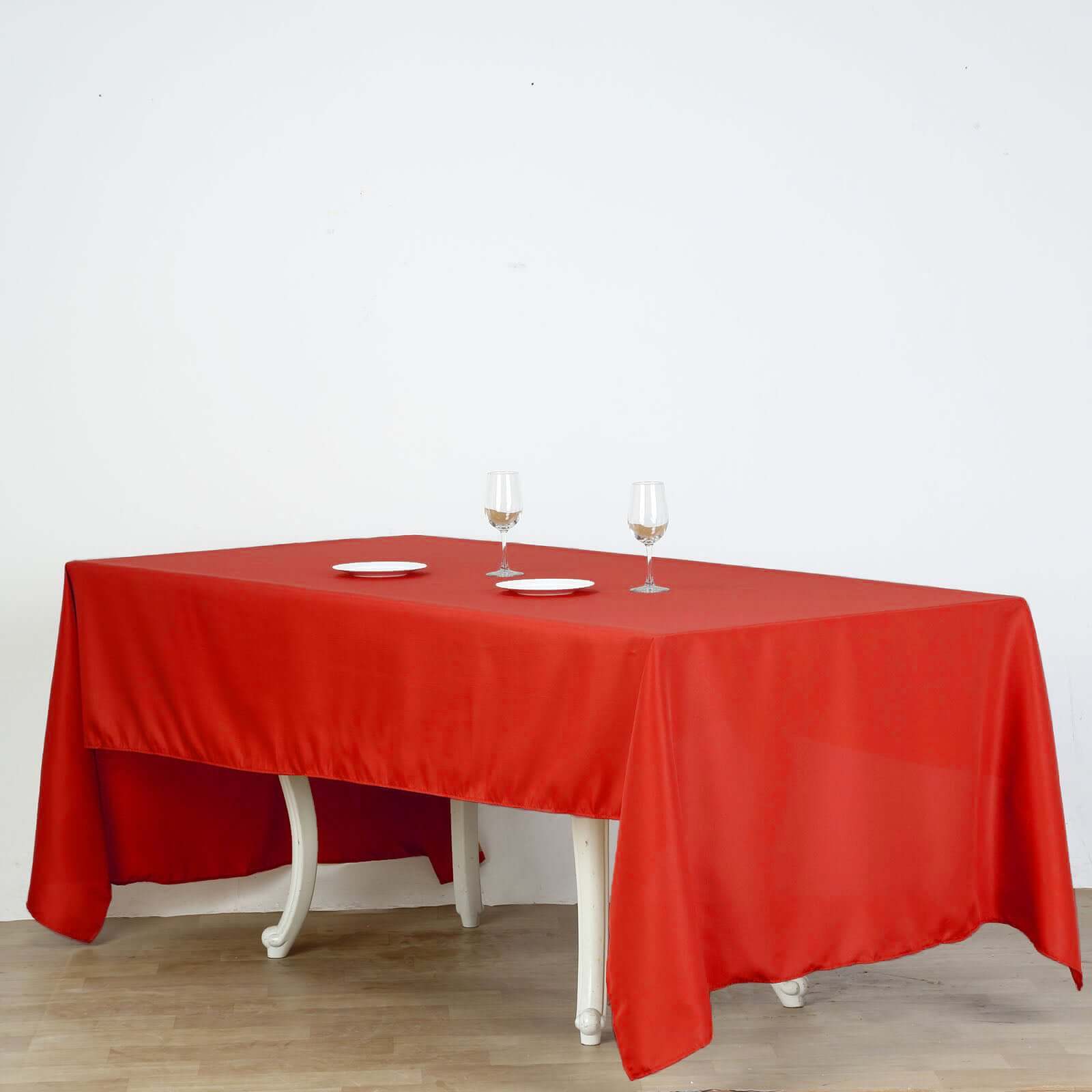 Polyester 60"x126" Rectangle Tablecloth Red - Wrinkle - Resistant Table Cover - Linen Luxes