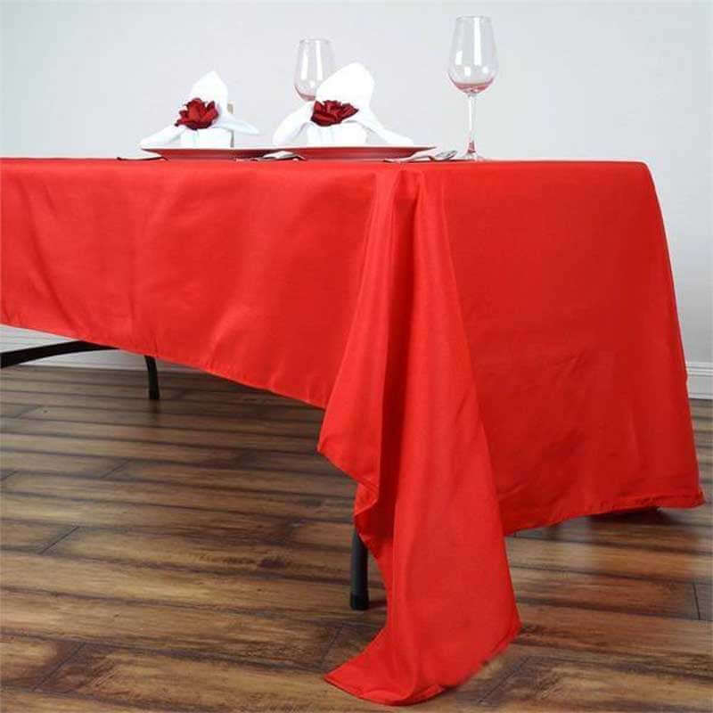 Polyester 60"x126" Rectangle Tablecloth Red - Wrinkle - Resistant Table Cover - Linen Luxes