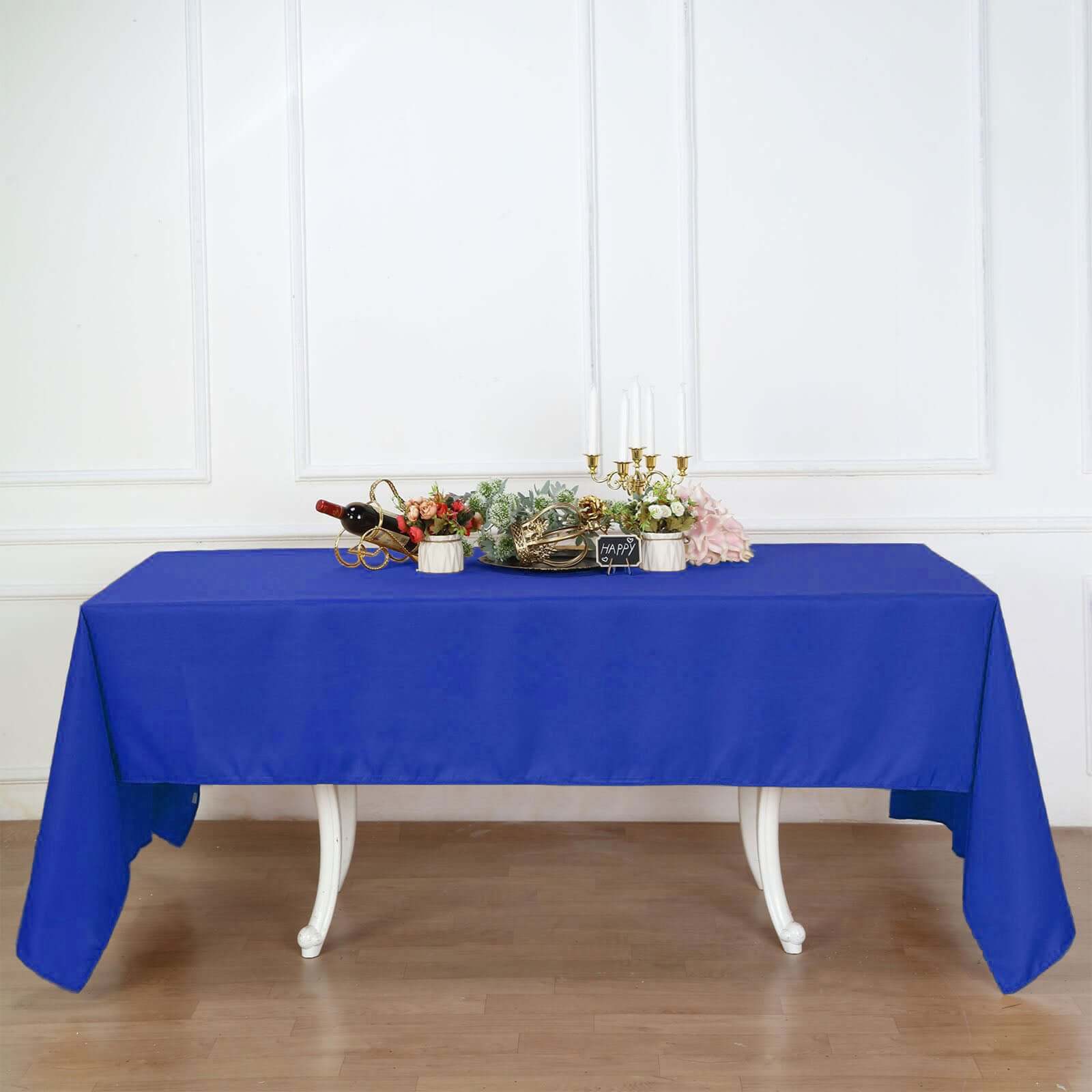 Polyester 60"x126" Rectangle Tablecloth Royal Blue - Wrinkle - Resistant Table Cover - Linen Luxes