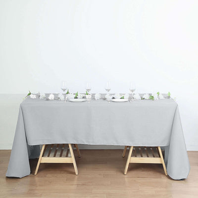 Polyester 60"x126" Rectangle Tablecloth Silver - Wrinkle - Resistant Table Cover - Linen Luxes