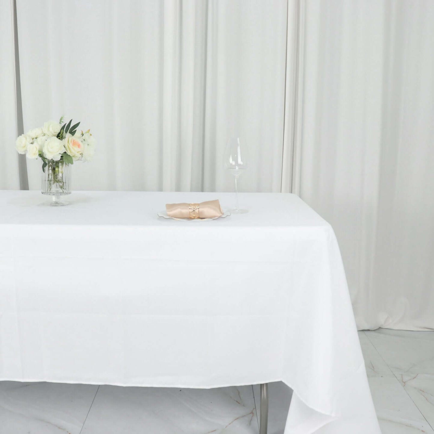 Polyester 60"x126" Rectangle Tablecloth White - Wrinkle - Resistant Table Cover for Weddings & Parties - Linen Luxes