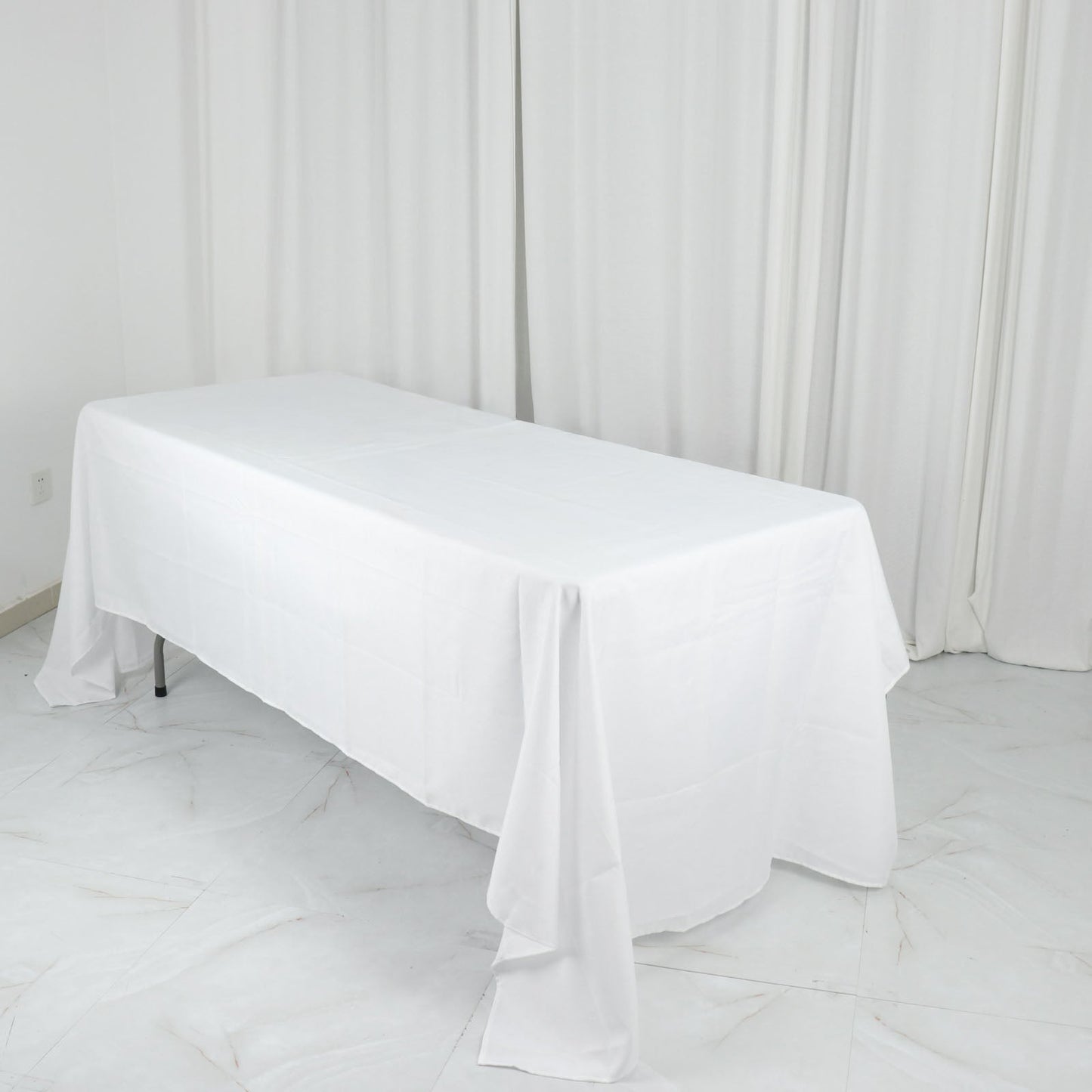Polyester 60"x126" Rectangle Tablecloth White - Wrinkle - Resistant Table Cover for Weddings & Parties - Linen Luxes