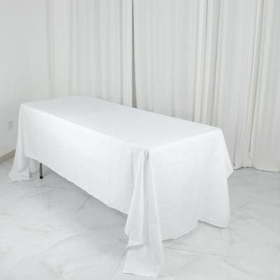Polyester 60"x126" Rectangle Tablecloth White - Wrinkle - Resistant Table Cover for Weddings & Parties - Linen Luxes