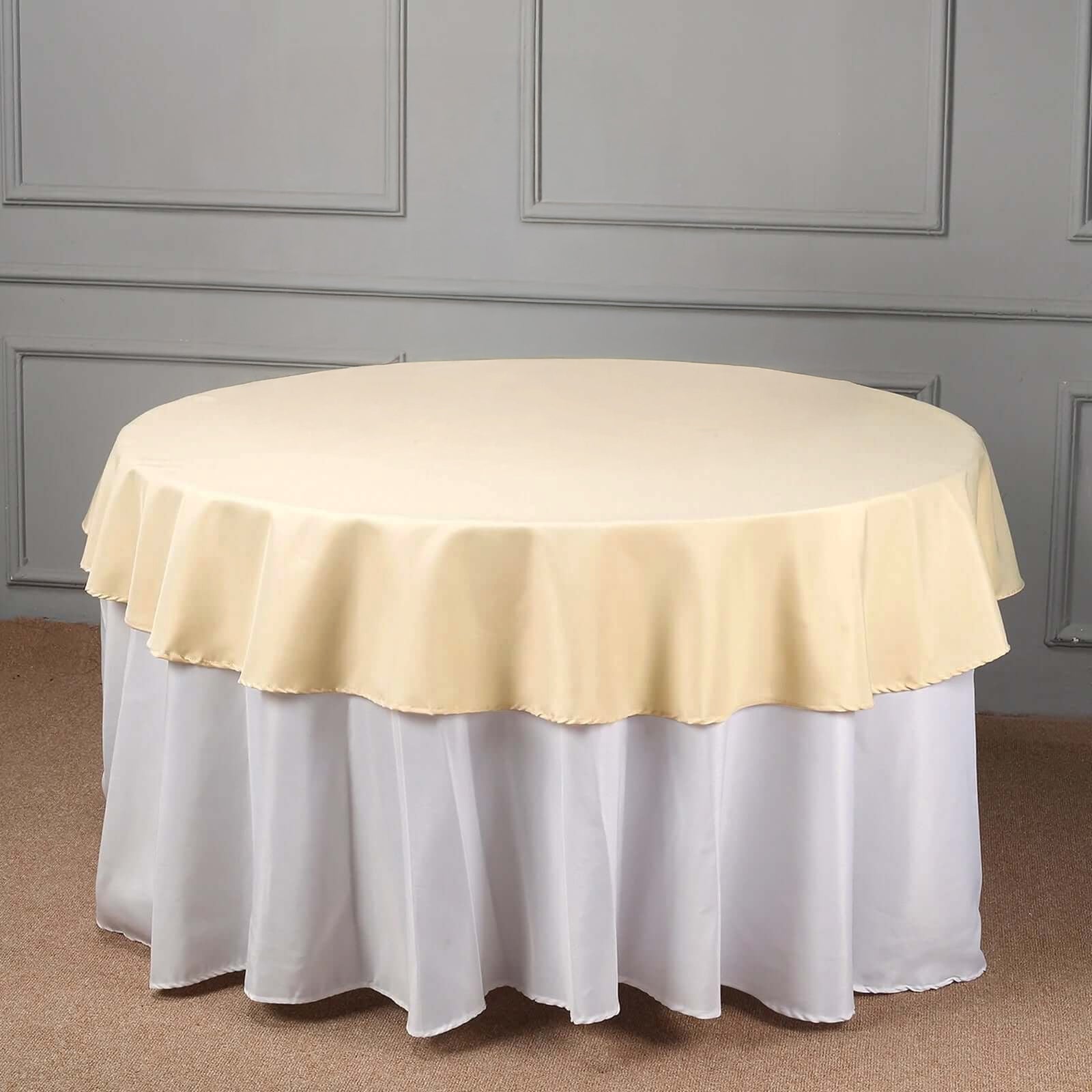 Polyester 70" Round Tablecloth Beige - Durable & Wrinkle - Resistant Table Cover - Linen Luxes