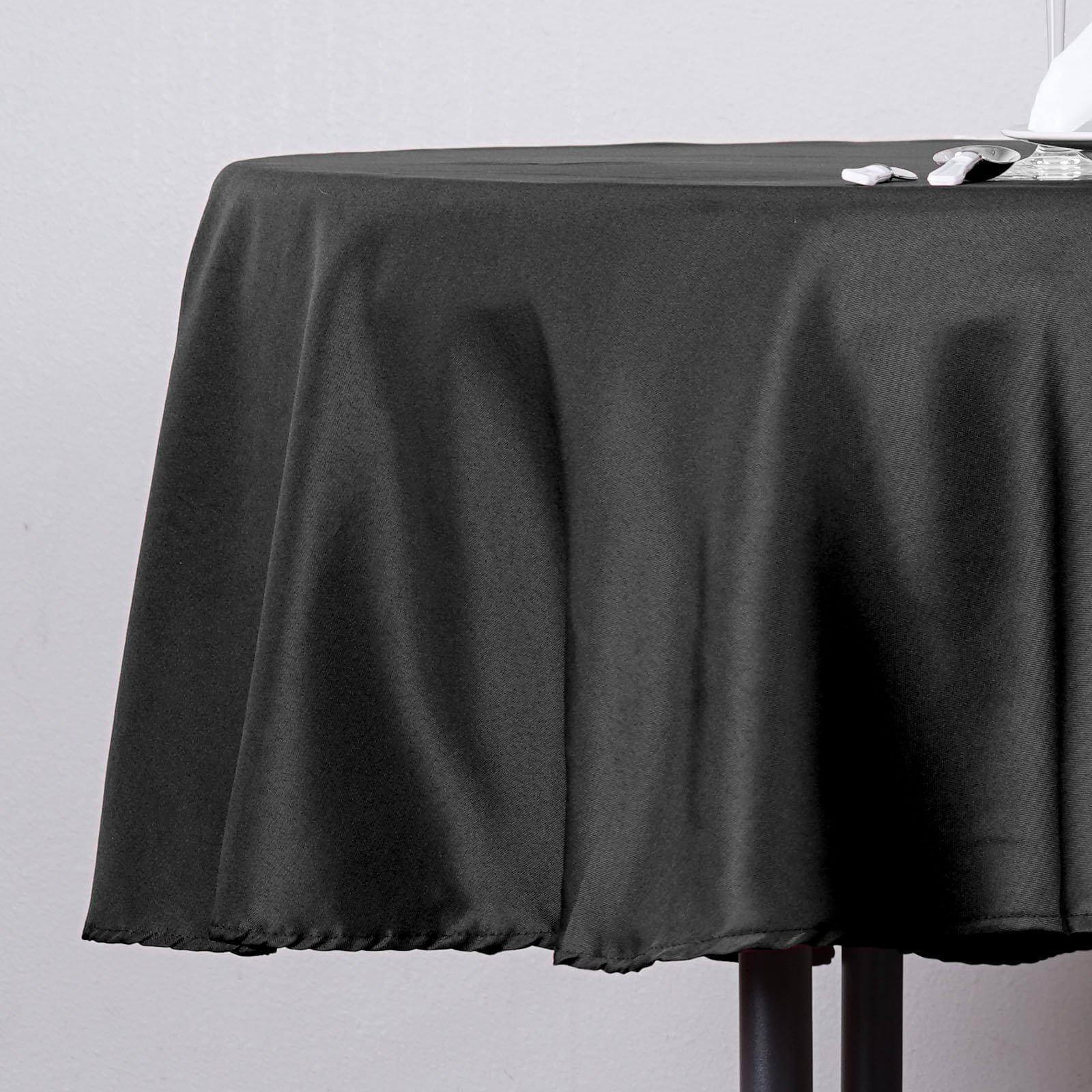 Polyester 70" Round Tablecloth Black - Durable & Wrinkle - Resistant Table Cover - Linen Luxes