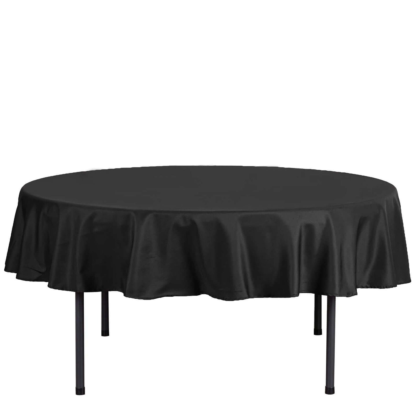 Polyester 70" Round Tablecloth Black - Durable & Wrinkle - Resistant Table Cover - Linen Luxes