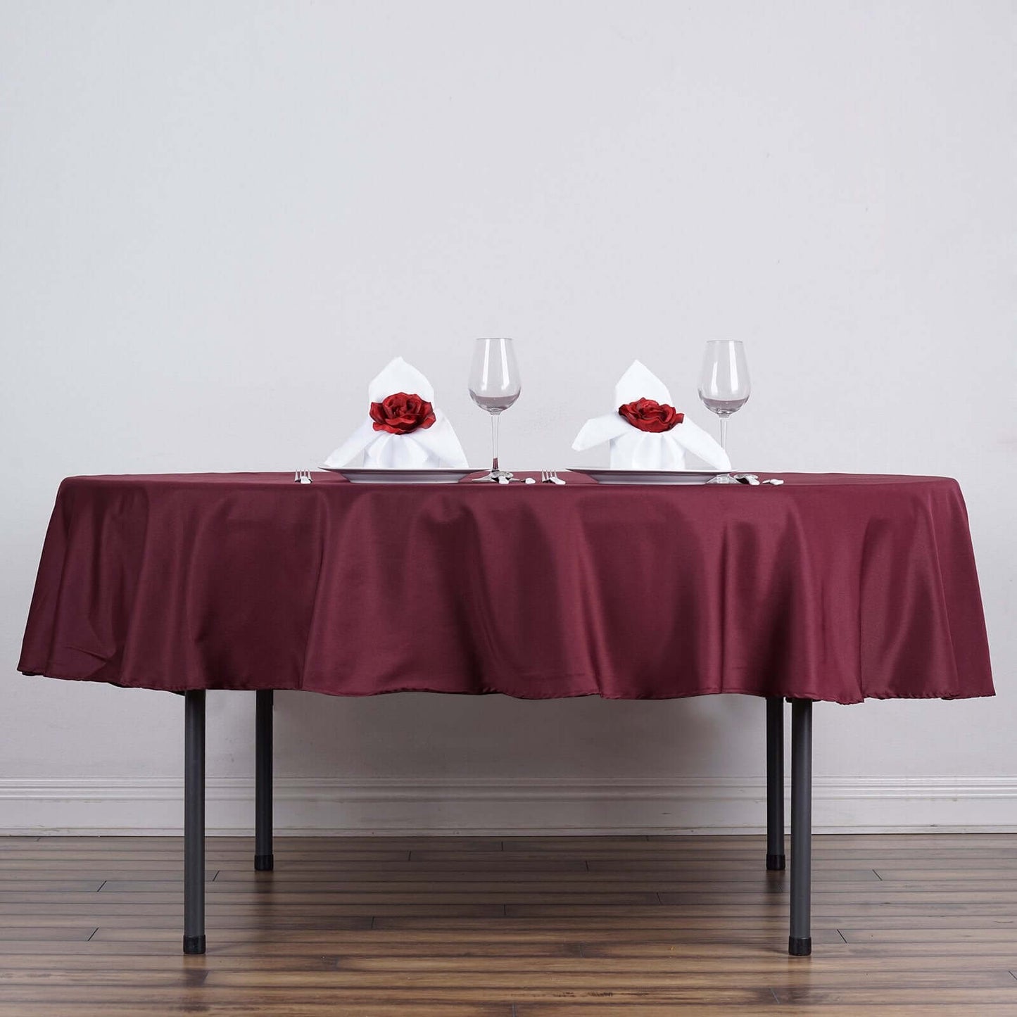 Polyester 70" Round Tablecloth Burgundy - Durable & Wrinkle - Resistant Table Cover - Linen Luxes