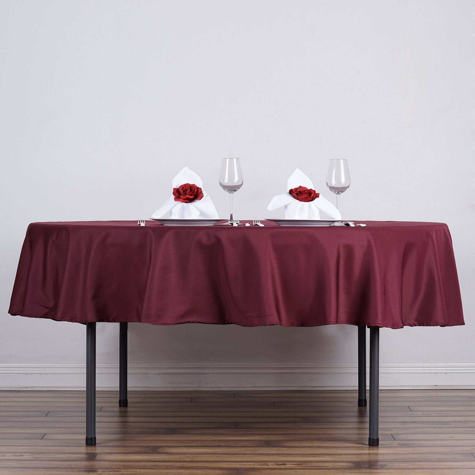 Polyester 70" Round Tablecloth Burgundy - Durable & Wrinkle - Resistant Table Cover - Linen Luxes
