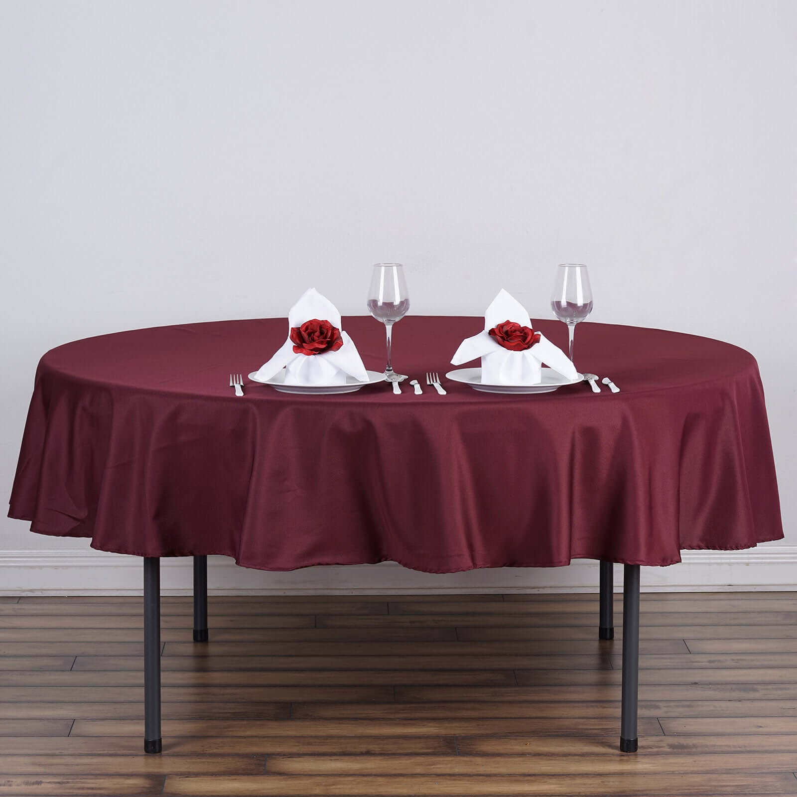 Polyester 70" Round Tablecloth Burgundy - Durable & Wrinkle - Resistant Table Cover - Linen Luxes