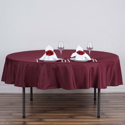 Polyester 70" Round Tablecloth Burgundy - Durable & Wrinkle - Resistant Table Cover - Linen Luxes