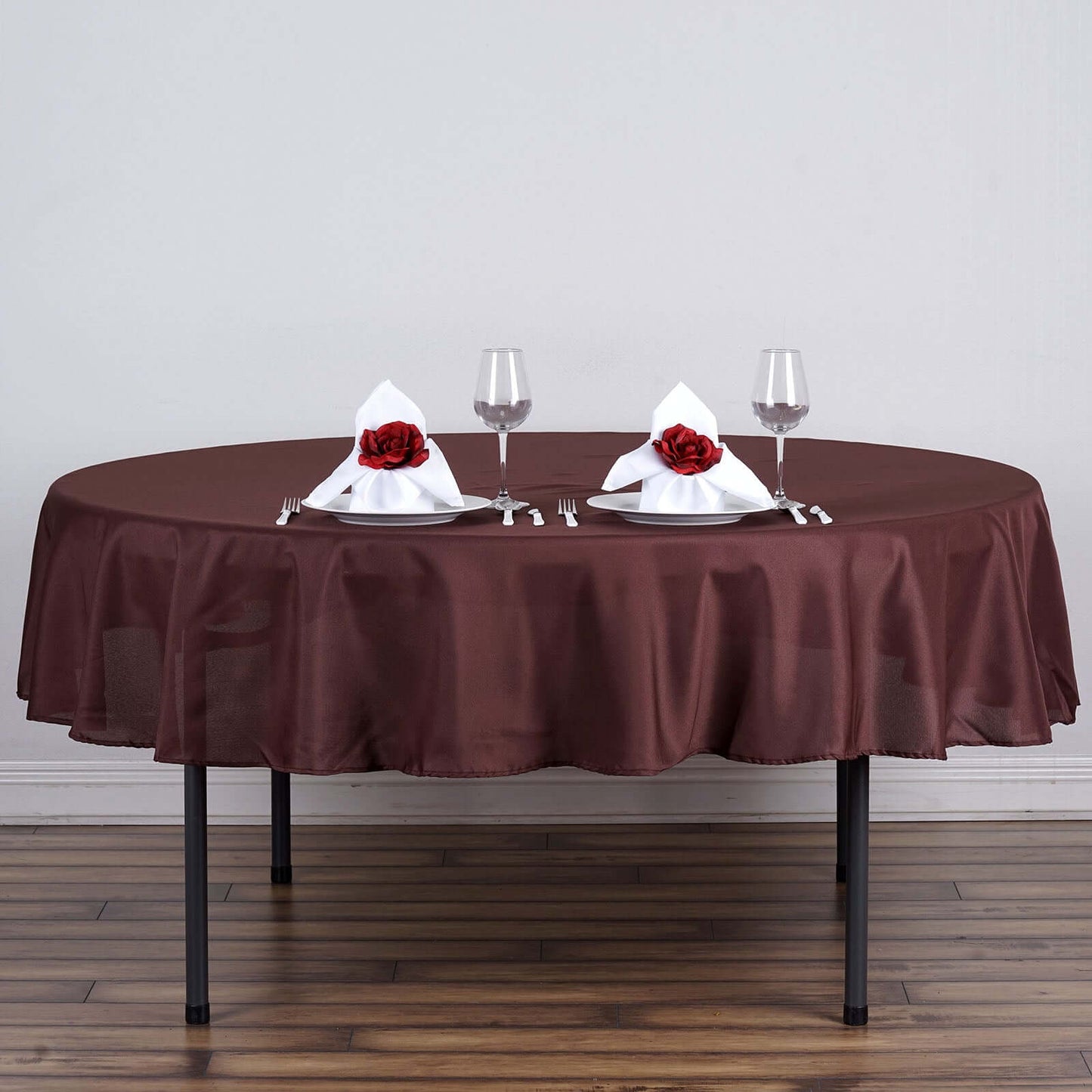 Polyester 70" Round Tablecloth Chocolate - Durable & Wrinkle - Resistant Table Cover - Linen Luxes