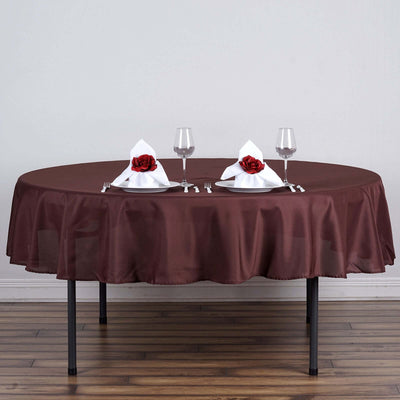 Polyester 70" Round Tablecloth Chocolate - Durable & Wrinkle - Resistant Table Cover - Linen Luxes