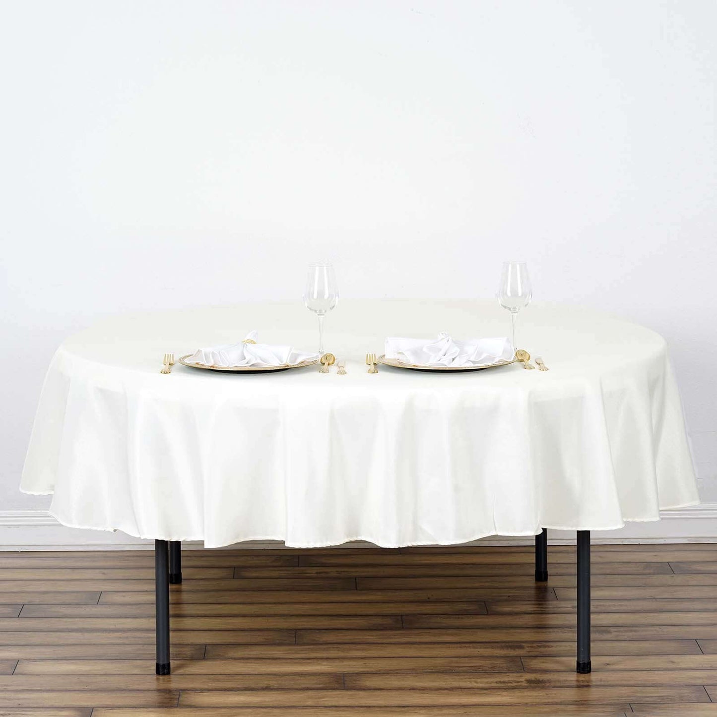 Polyester 70" Round Tablecloth Ivory - Durable & Wrinkle - Resistant Table Cover - Linen Luxes