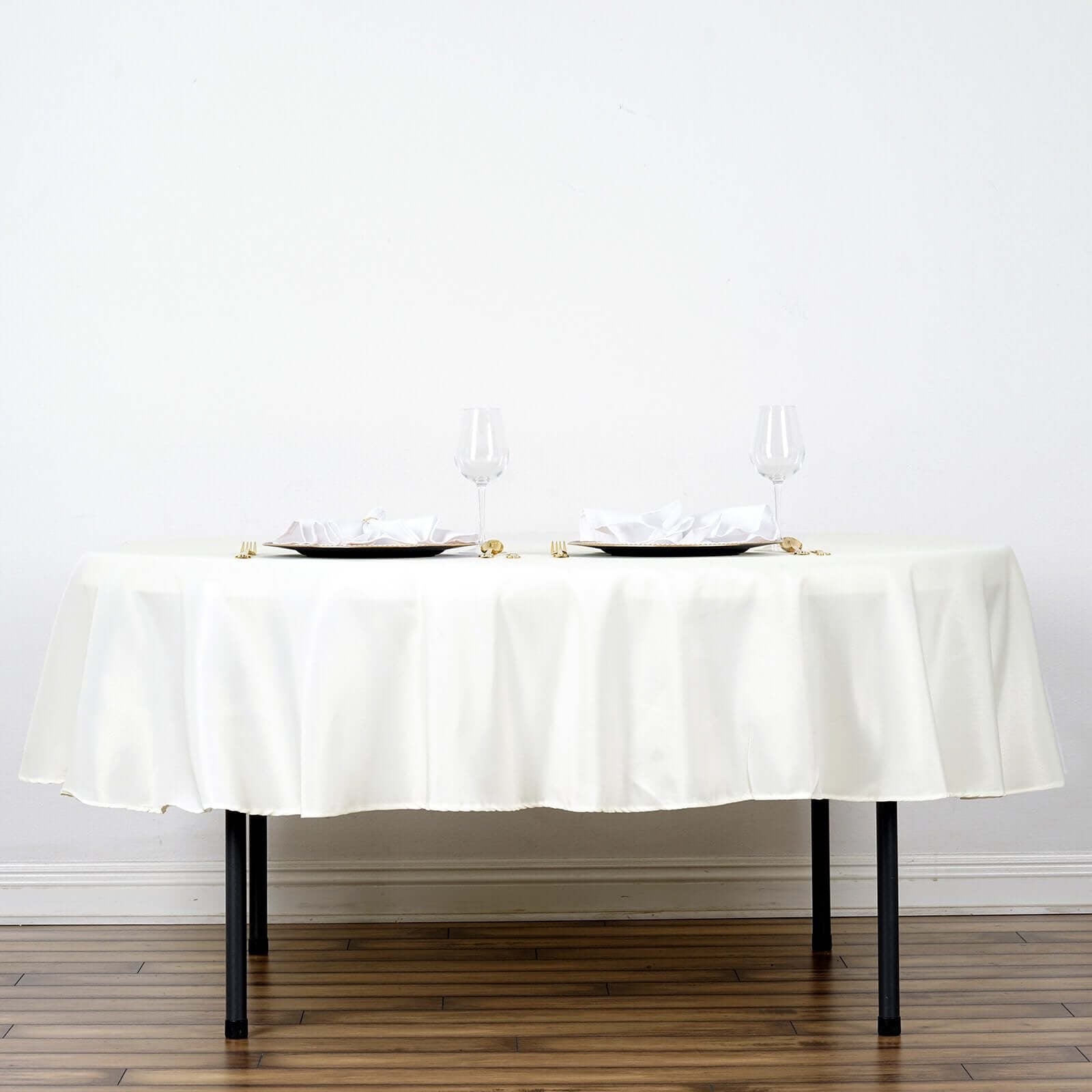 Polyester 70" Round Tablecloth Ivory - Durable & Wrinkle - Resistant Table Cover - Linen Luxes
