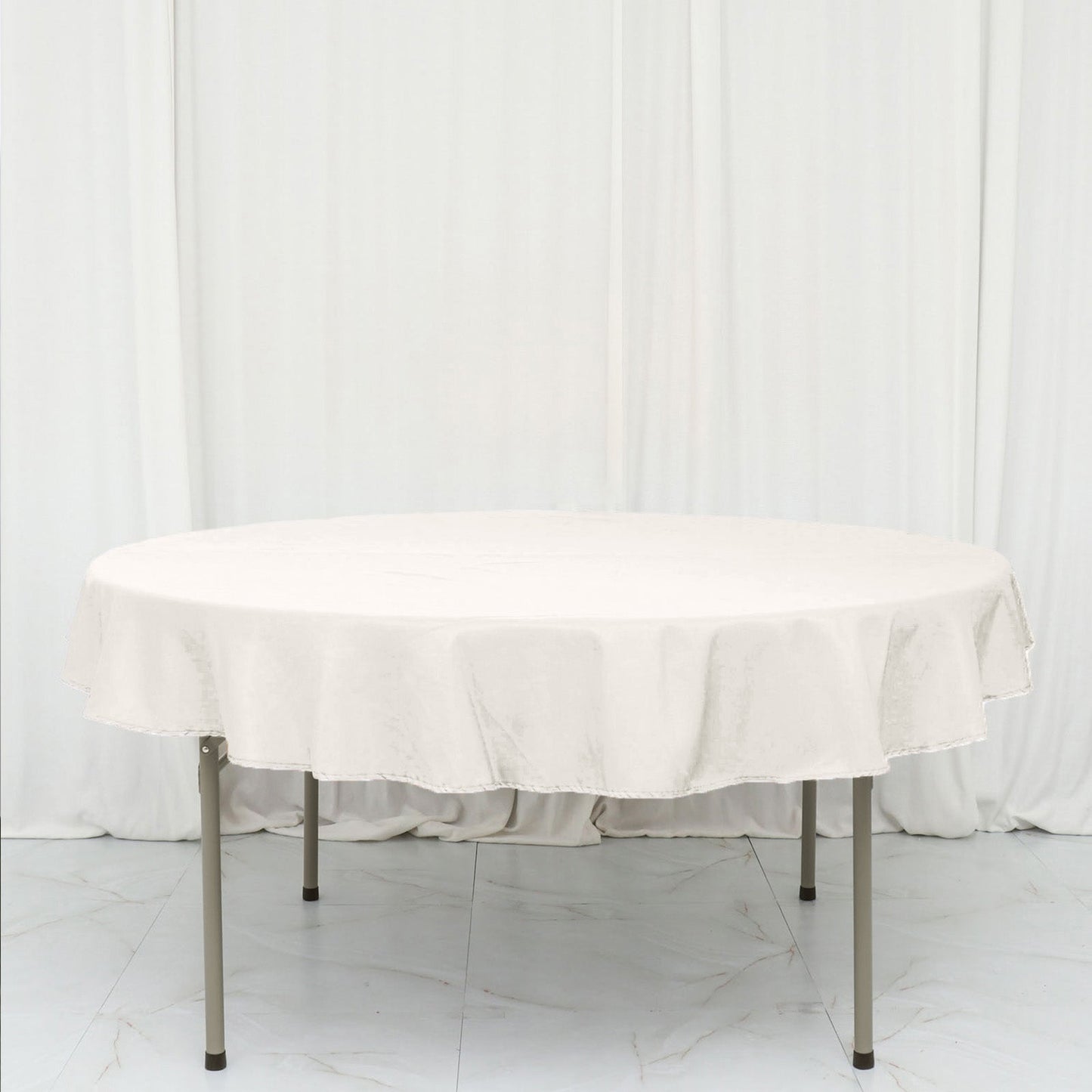 Polyester 70" Round Tablecloth Ivory - Durable & Wrinkle - Resistant Table Cover - Linen Luxes