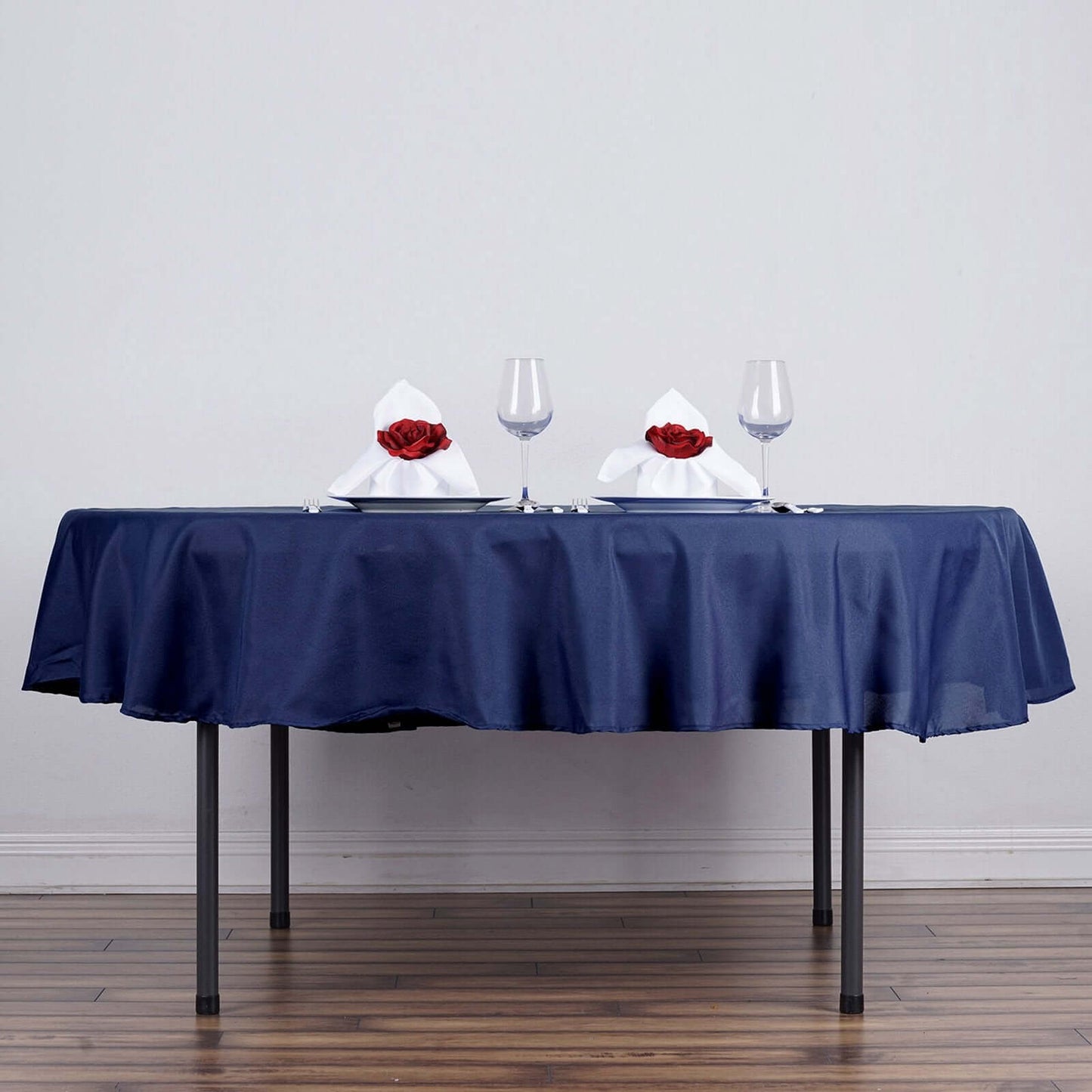 Polyester 70" Round Tablecloth Navy Blue - Durable & Wrinkle - Resistant Table Cover - Linen Luxes