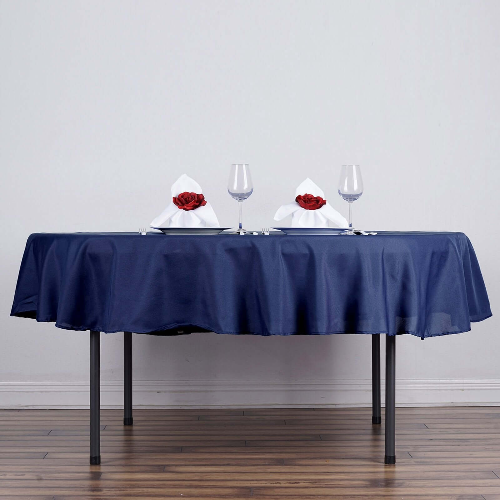 Polyester 70" Round Tablecloth Navy Blue - Durable & Wrinkle - Resistant Table Cover - Linen Luxes