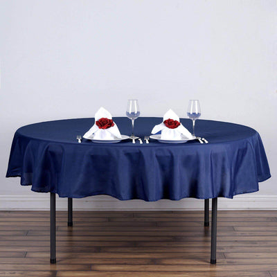 Polyester 70" Round Tablecloth Navy Blue - Durable & Wrinkle - Resistant Table Cover - Linen Luxes