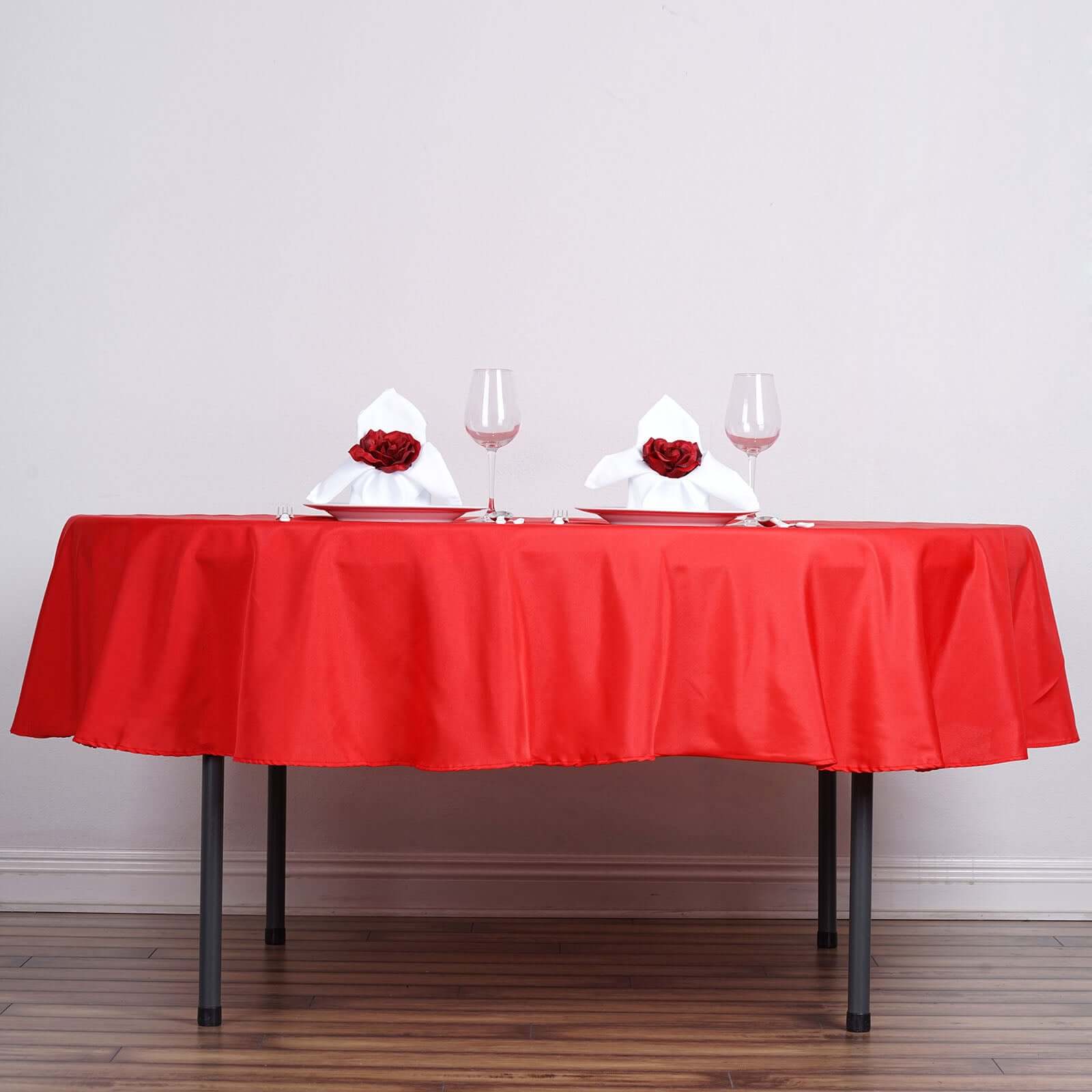Polyester 70" Round Tablecloth Red - Durable & Wrinkle - Resistant Table Cover - Linen Luxes