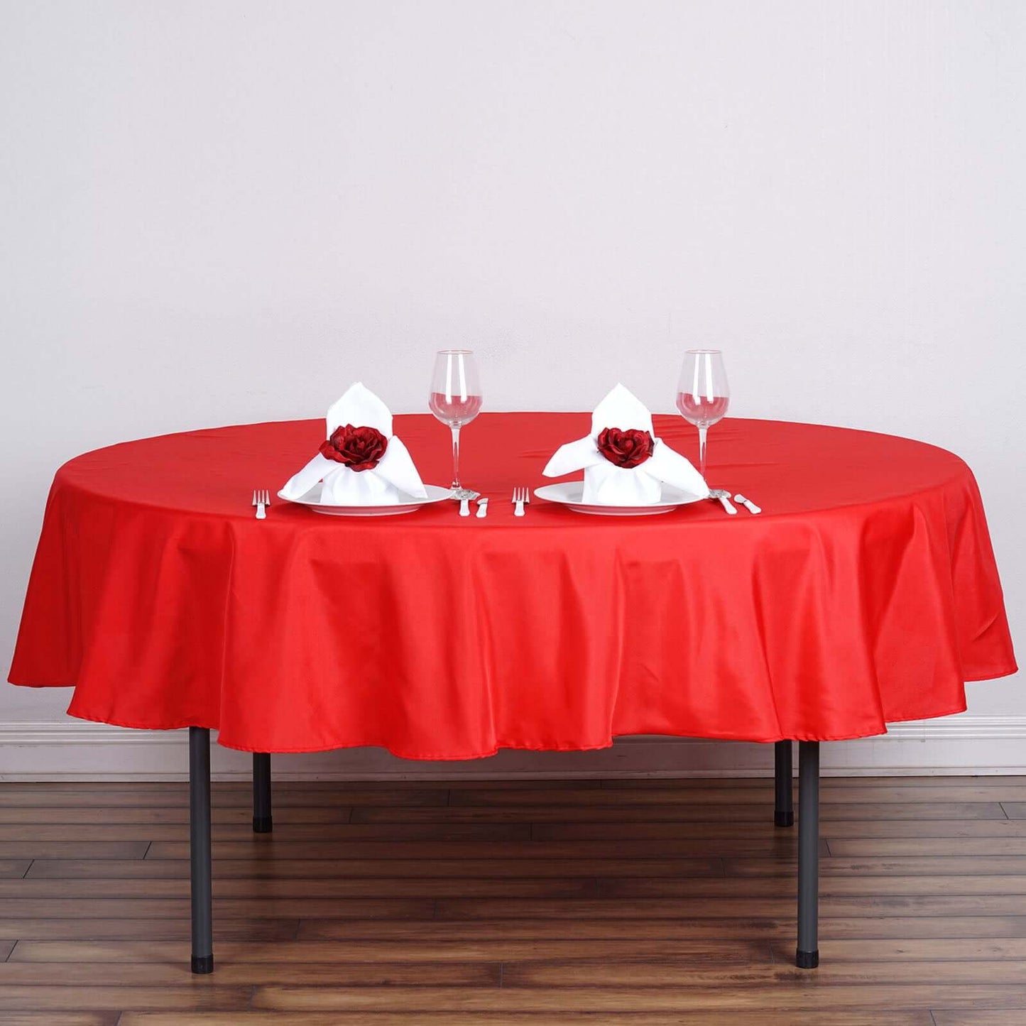 Polyester 70" Round Tablecloth Red - Durable & Wrinkle - Resistant Table Cover - Linen Luxes