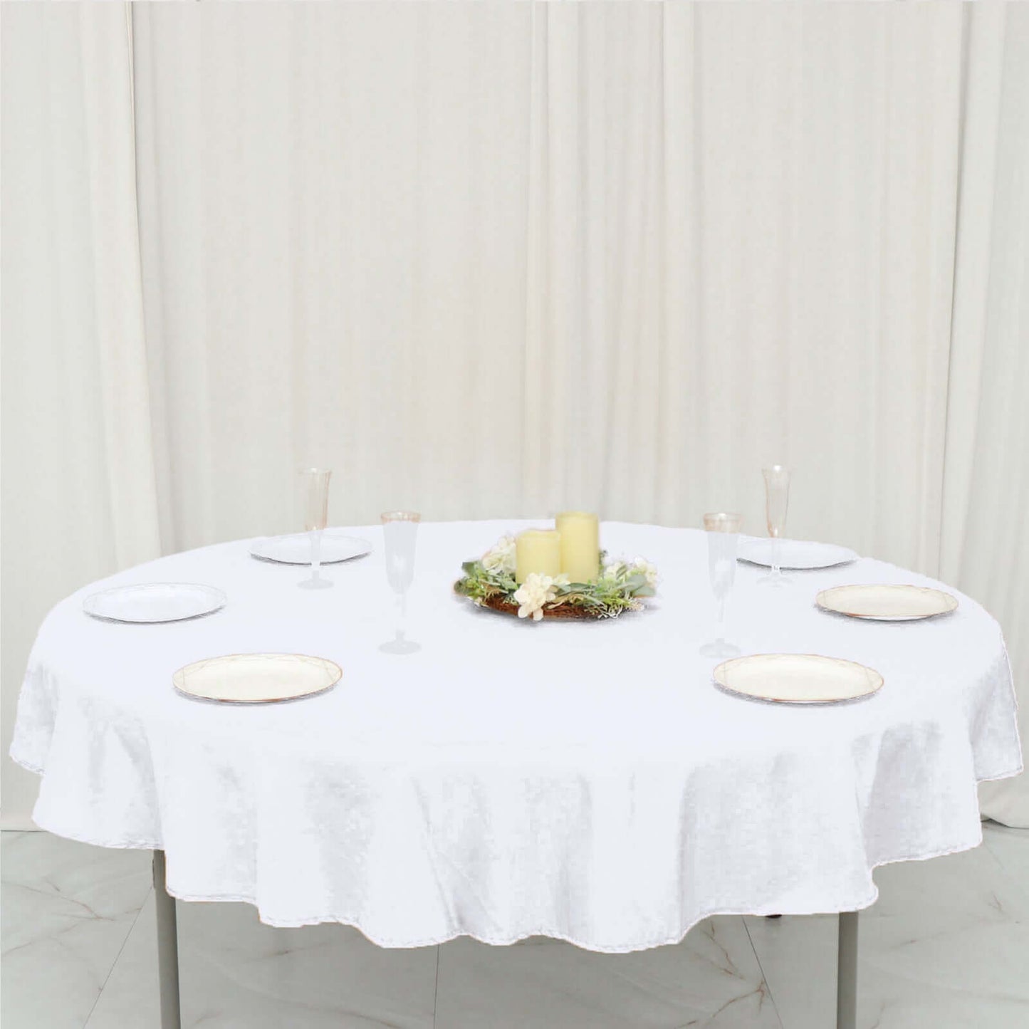 Polyester 70" Round Tablecloth White - Durable & Wrinkle - Resistant Table Cover for Everyday Use - Linen Luxes
