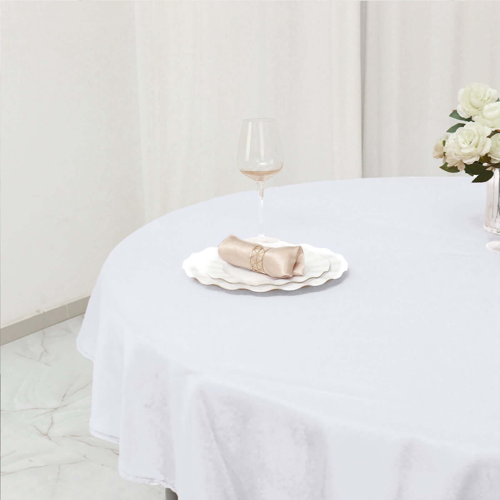 Polyester 70" Round Tablecloth White - Durable & Wrinkle - Resistant Table Cover for Everyday Use - Linen Luxes