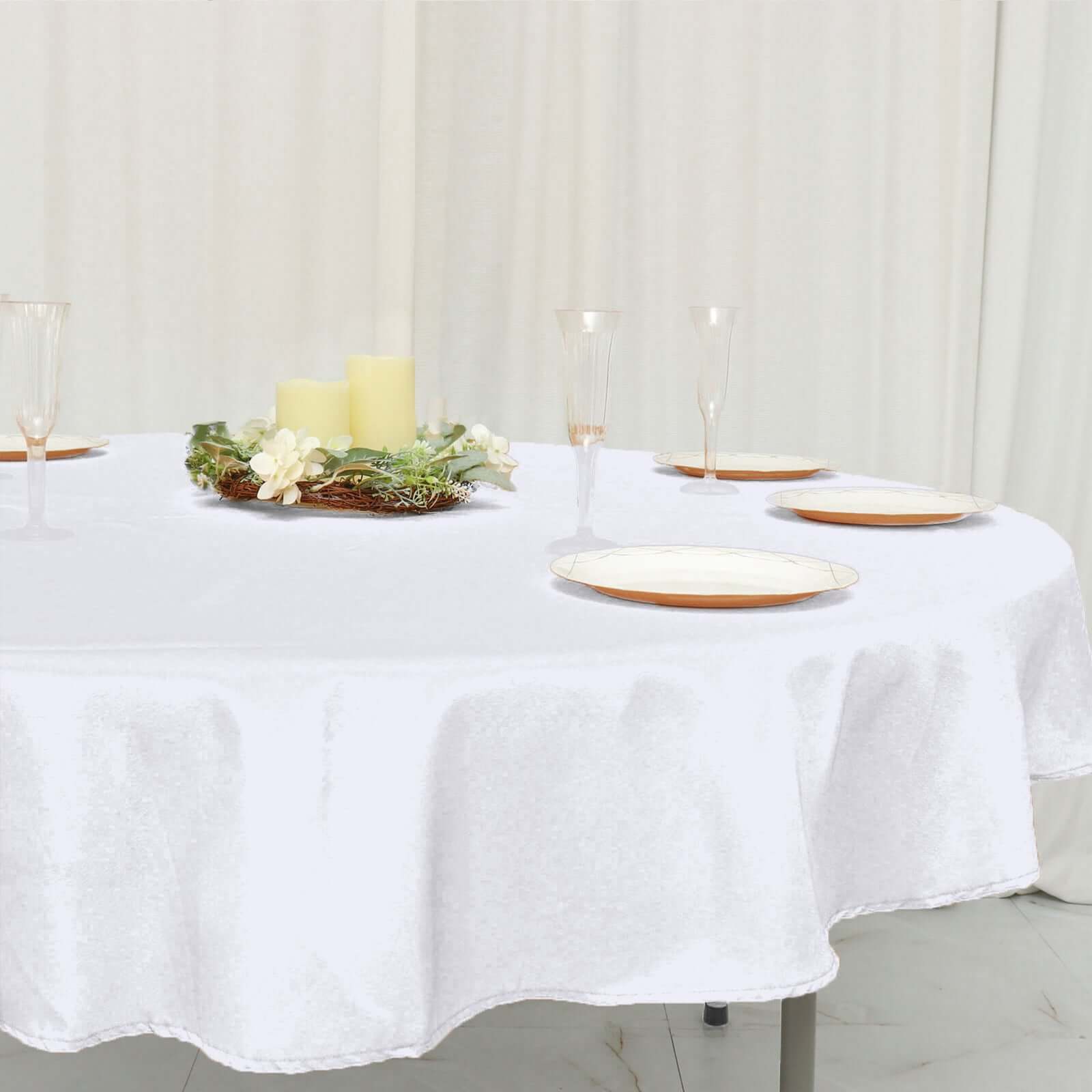 Polyester 70" Round Tablecloth White - Durable & Wrinkle - Resistant Table Cover for Everyday Use - Linen Luxes
