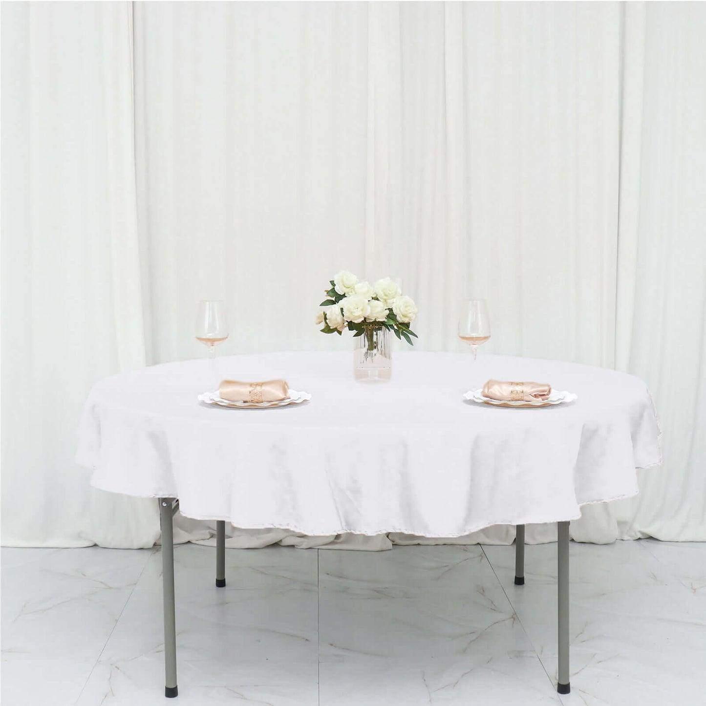 Polyester 70" Round Tablecloth White - Durable & Wrinkle - Resistant Table Cover for Everyday Use - Linen Luxes