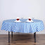 Polyester 70" Round Tablecloth White/Blue - Checkered Buffalo Plaid Table Cover - Linen Luxes