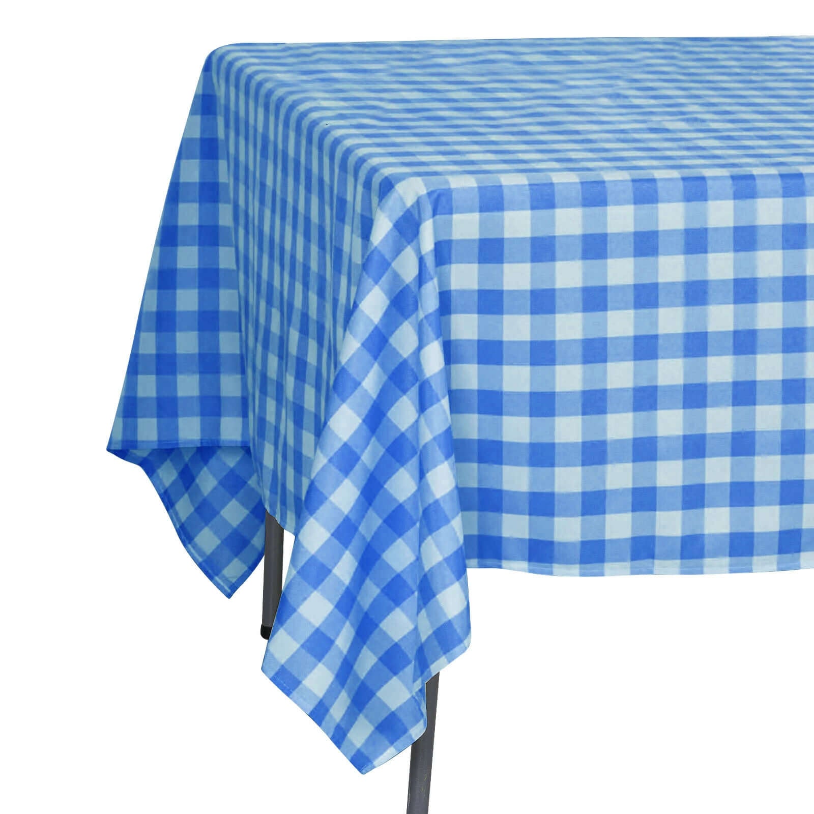 Polyester 70"x70" Square Tablecloth White/Blue - Checkered Buffalo Plaid Table Cover - Linen Luxes