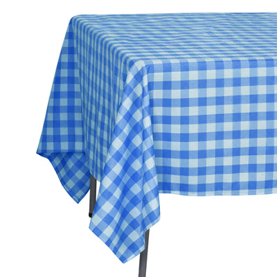 Polyester 70"x70" Square Tablecloth White/Blue - Checkered Buffalo Plaid Table Cover - Linen Luxes