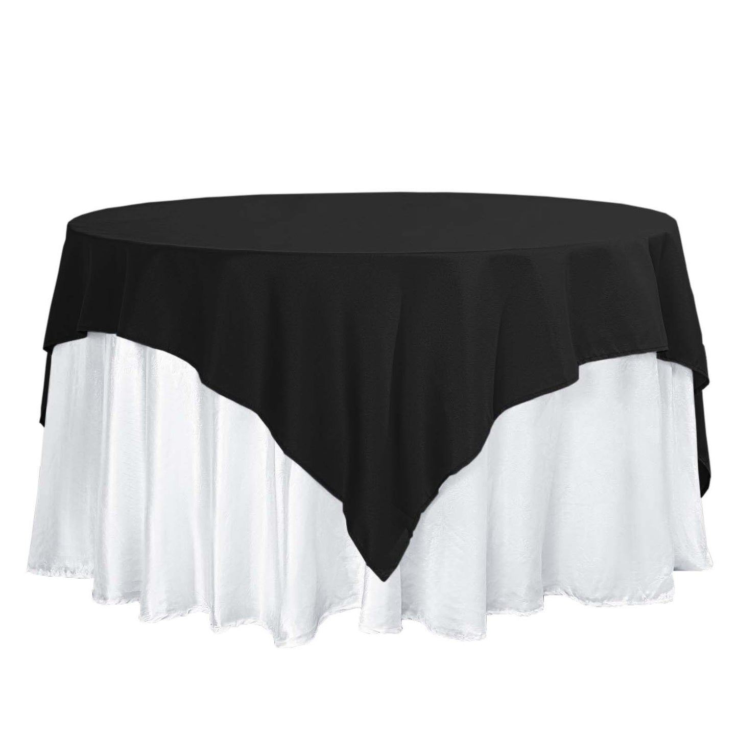 Polyester 70"x70" Table Overlay Square Tablecloth Black - Wrinkle-Resistant & Durable Table Cover for Events