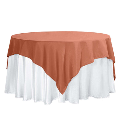 Polyester 70"x70" Table Overlay Square Tablecloth Terracotta (Rust) - Wrinkle-Resistant & Durable Table Cover