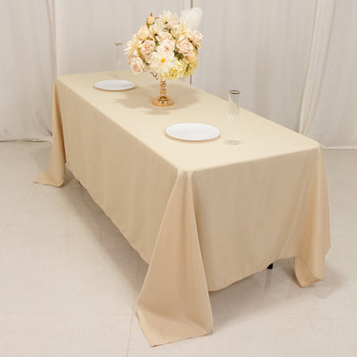 Polyester 72"x120" Rectangle Tablecloth Beige - Durable and Stylish Table Cover - Linen Luxes